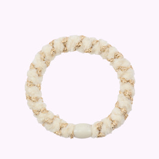 Kknekki Hair Tie Velvet  White/Gold,  4 für 3