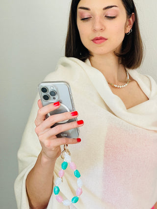 Schlüsselanhänger & Handykette Mint/Rosa/Weiss | Geschenkidee