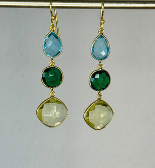 Ohrringe Zirconia Grün/hellblau