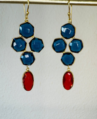 Ohrringe Zirconia Blau/Rot