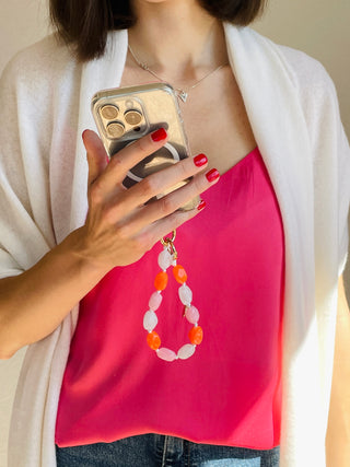 Schlüsselanhänger & Handykette Orange/Weiss | Geschenkidee