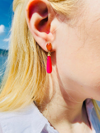 Ohrringe Karneol, Pink Jade