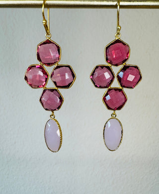 Ohrringe Zirconia Bordeaux/Rosa