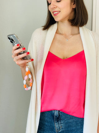 Schlüsselanhänger & Handykette Orange/Weiss | Geschenkidee