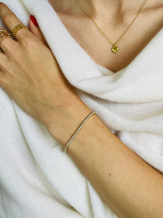 Medium  925 Silber 18K vergoldetes Tennisarmband mit Zirconia