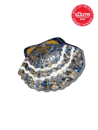 Handbemalte Muschel Haarspange Blau