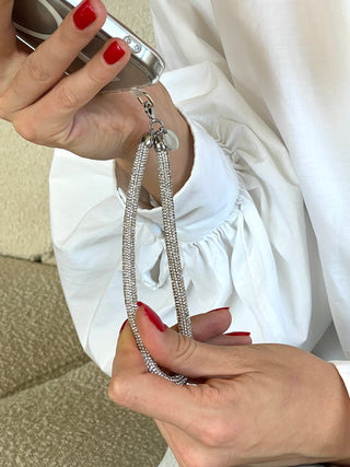 Handykette kurz Silber Glitter | Geschenkidee