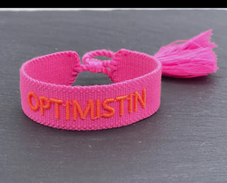 Optimistin Statement Armband Neonpink