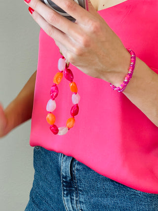 Schlüsselanhänger &Handykette Orange/Rosé/Pink | Geschenkidee