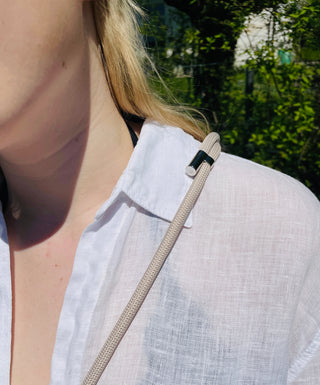Handykette Beige mit Silber Längenverstellbar
