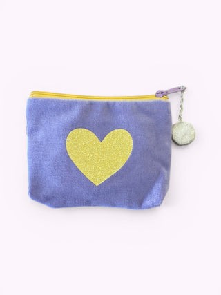 Kosmetiktäschli Mini Herz Lila/Gelb Glitter