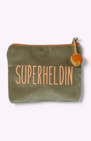 Kosmetiktäschli Mini Superheldin Camel/Orange Glitter