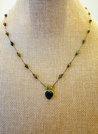 Halskette mit Turmalin Herzanhänger