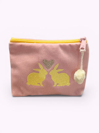 Kosmetiktäschli Mini Häsli Hellrosa/Gelb Glitter
