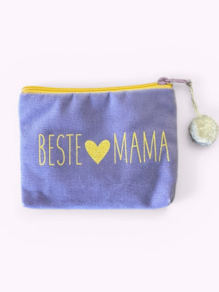 Kosmetiktäschli Mini Beste Mama Lila/Gelb Glitter