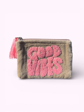 Kosmetiktäschli Klein, Good Vibes Beige l Geschenkidee