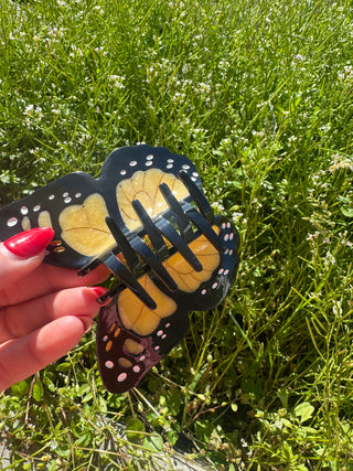 Grosse handbemalte Monarch Schmetterling Haarspange Gelb I Geschenkidee