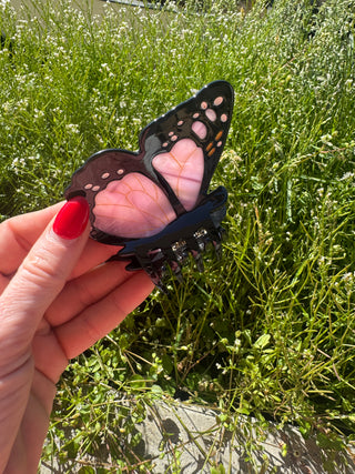 Grosse handbemalte Monarch Schmetterling Haarspange Lila I Geschenkidee