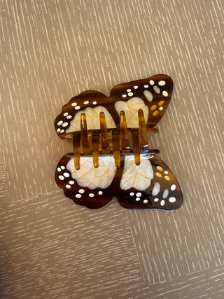 Grosse Schmetterling Haarspange Braun - Ecru I Geschenkidee