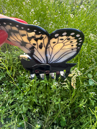 Grosse Schmetterling Haarspange Black/Ivory I Geschenkidee