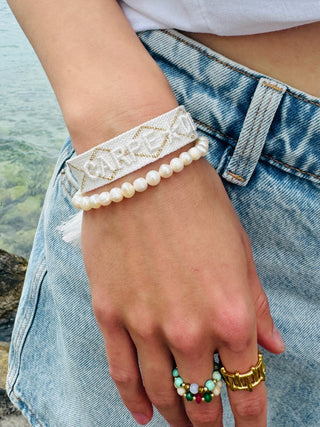 Natur Süsswasserperlen Armband, 5mm