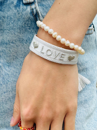 Natur Süsswasserperlen Armband, 5mm