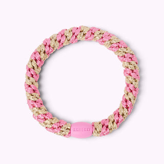 Kknekki Hair Tie Bubbelgum-Beige Glitter Stripe 4 für 3