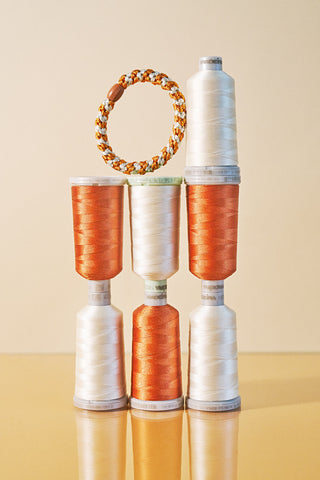 Kknekki Hair Tie Burned Terracotta Ivory Glitter Stripe 4 für 3