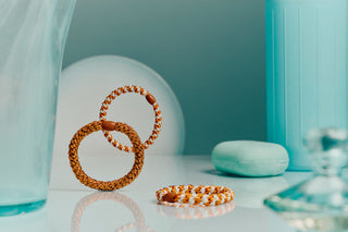 Kknekki Hair Tie Slim Burned Terracotta Ivory Glitter, 4 für 3
