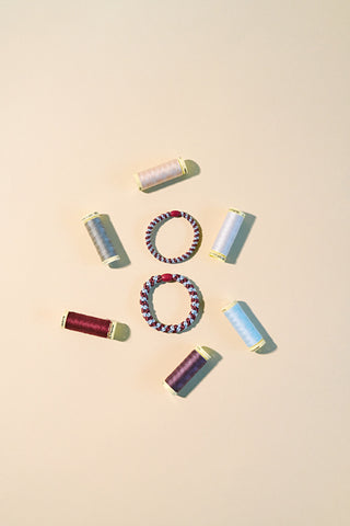 Kknekki Hair Tie Slim Rosewood Seablue Glitter , 4 für 3