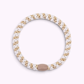 Kknekki Hair Tie Slim Weiss/Gold Glitter, 4 für 3