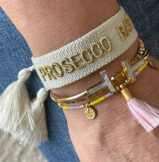 PROSECCO, BABY! Statement Armband Ecru/Gold