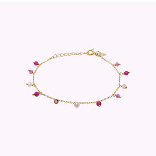 Feines Armband mit Roten und Pinken Kristallsteinen