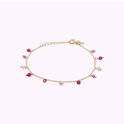 Feines Armband mit Roten und Pinken Kristallsteinen