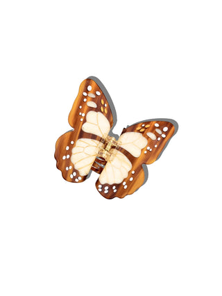 Grosse Schmetterling Haarspange Braun - Ecru I Geschenkidee