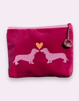 Kosmetiktäschli Medium Dackelpaar Pink