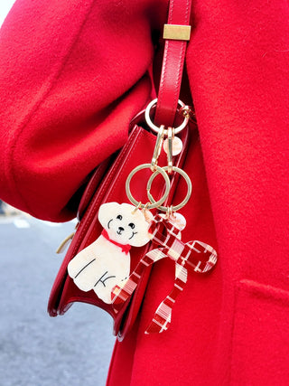 Handbemalter Doodle-Welpen-Taschenanhänger + Schlüsselanhänger I Geschenkidee