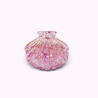 Haarklammer Muschelform Pink Glitzer