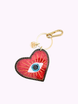 Handbemalter Glücksauge-Herz-Taschenanhänger + Schlüsselanhänger I Geschenkidee