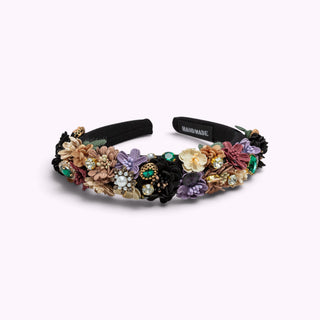 Haarreif mit Blumen Schwarz
