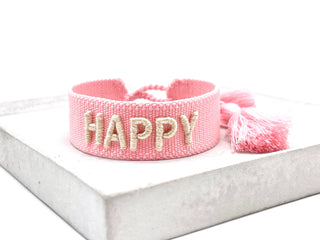 HAPPY Statement Armband Rosa