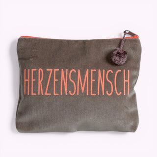 Kosmetiktäschli Medium Herzensmensch Altrosa/Grapefruit