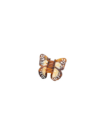 Handbemalte Mini Schmetterling Haarspange Ivory/Braun| Geschenkidee