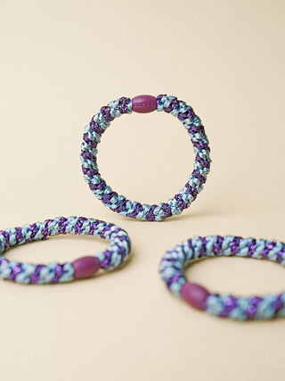 Kknekki Hair Tie Seablue dark purple glitter Stripe 4 für 3