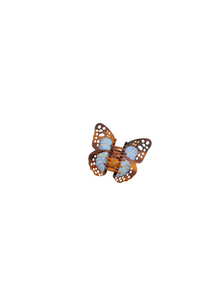 Handbemalte Mini Schmetterling Haarspange Hellblau/Braun| Geschenkidee