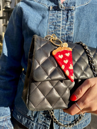 Handbemalter Pizza-Taschenanhänger + Schlüsselanhänger I Geschenkidee