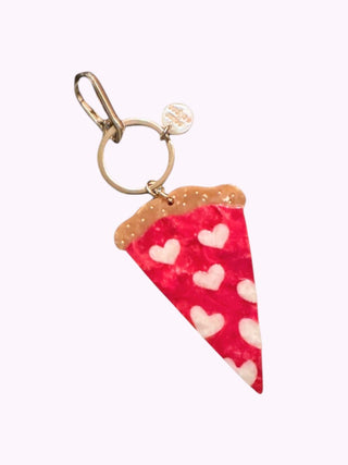 Handbemalter Pizza-Taschenanhänger + Schlüsselanhänger I Geschenkidee