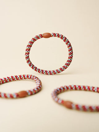 Kknekki Hair Tie Slim Bordeaux/Hellblau Glitter, 4 für 3