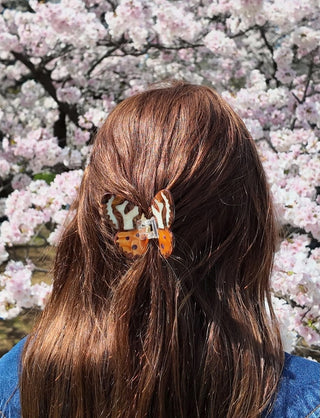 Handbemalte Schmetterling Haarspange Braun | Geschenkidee