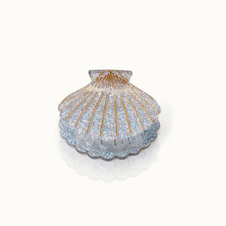 Haarklammer Muschelform Silber Glitter
